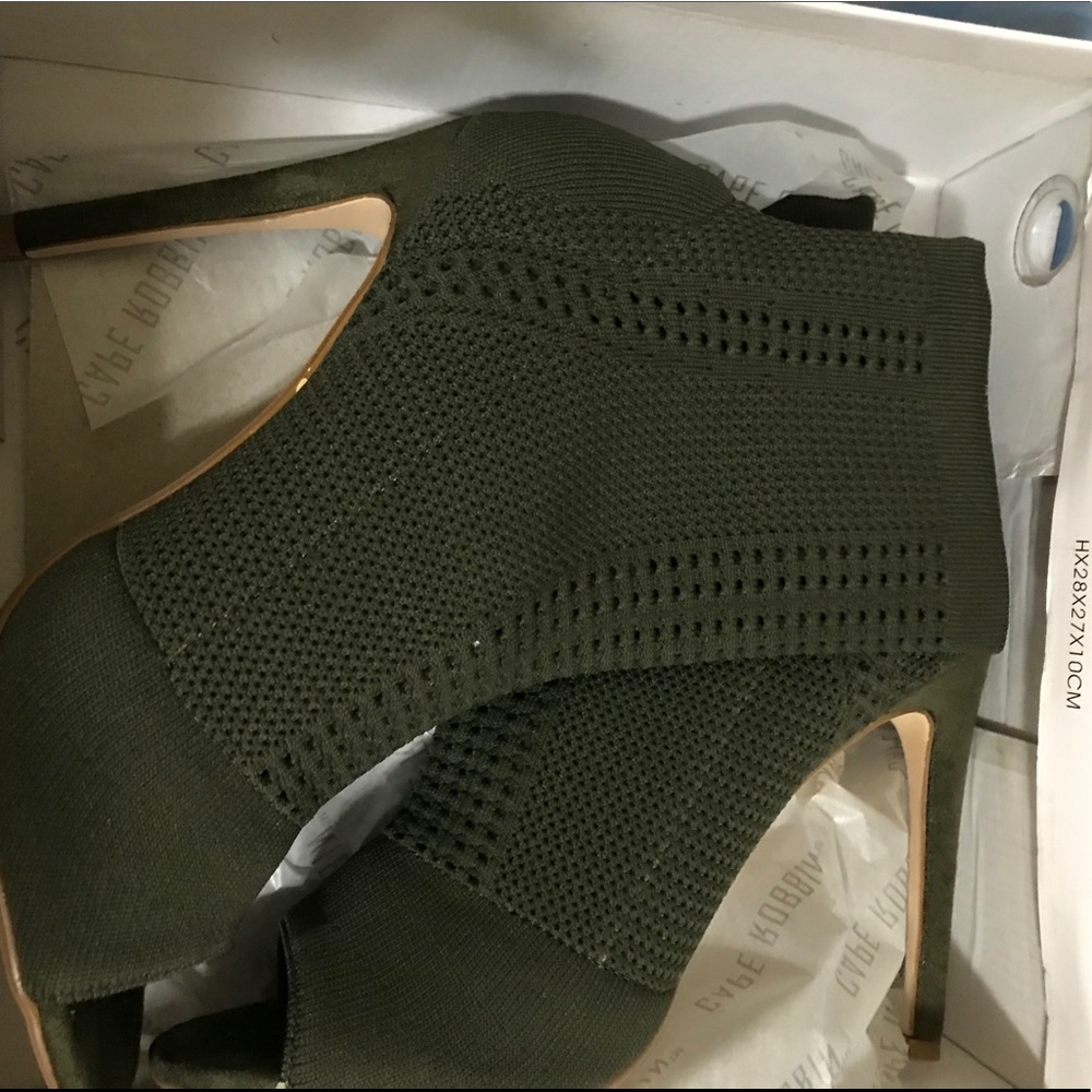 Olive Green peep toe bootie